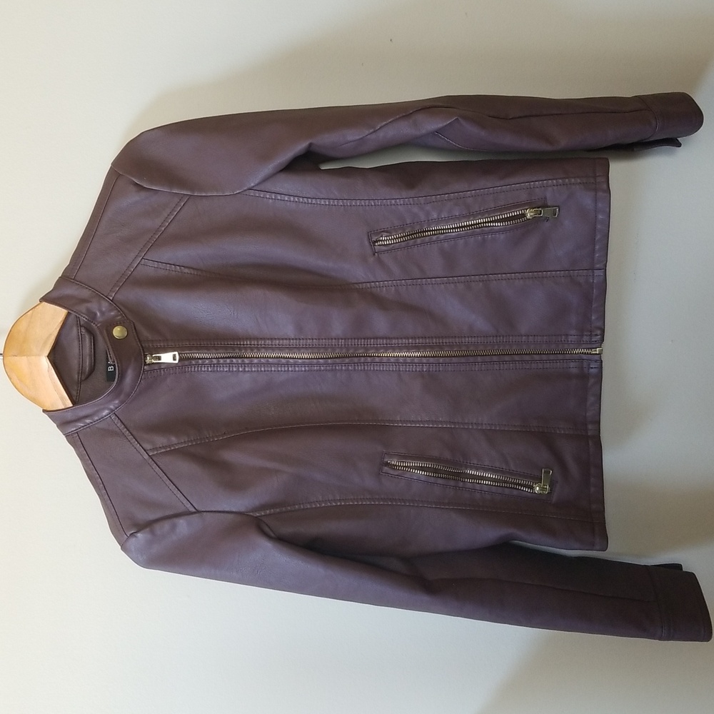 Faux Leather Jacket With Pockets